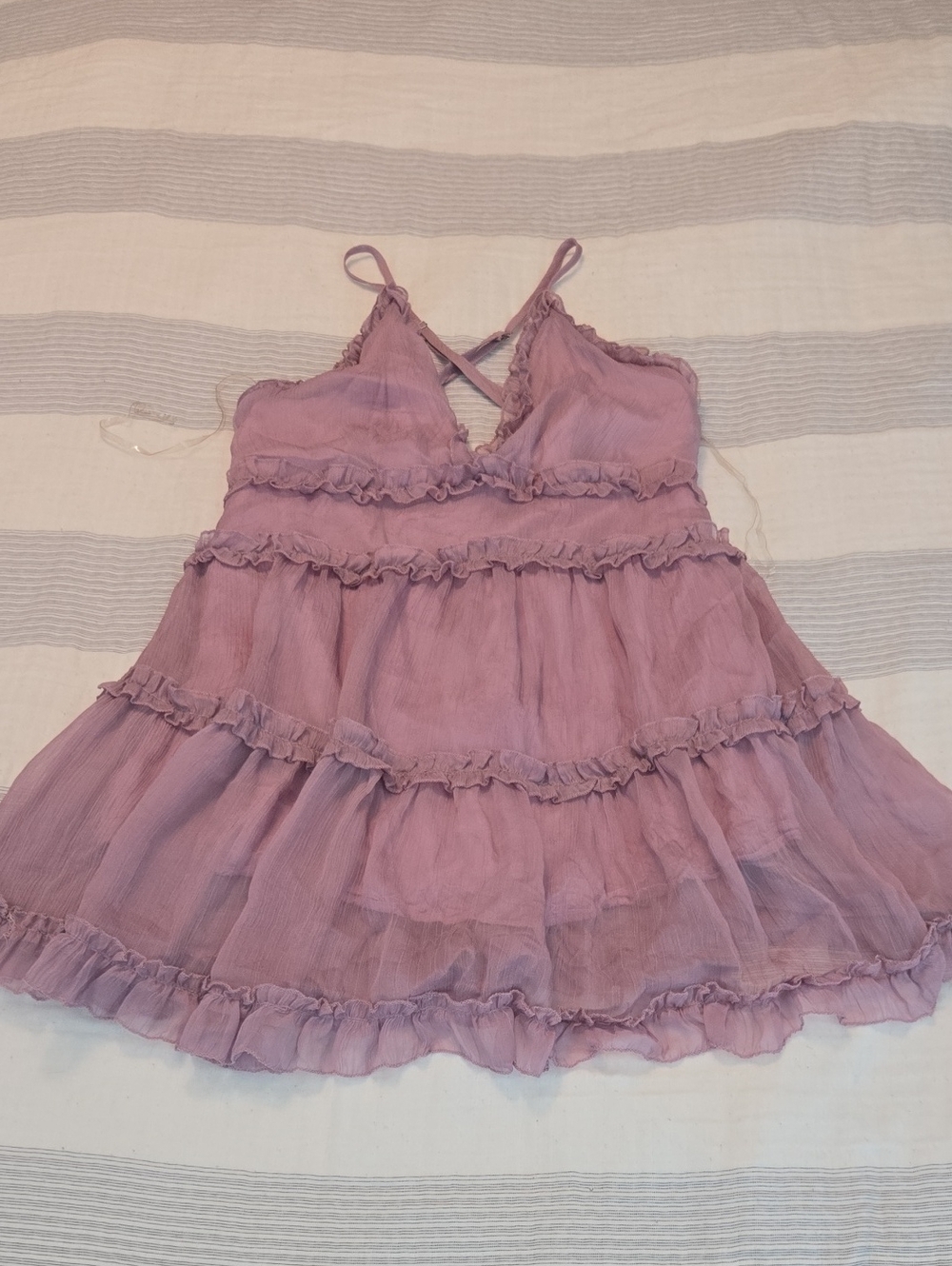 Windsor Lavender Ruffle Tiered Sundress - Spaghetti Straps
